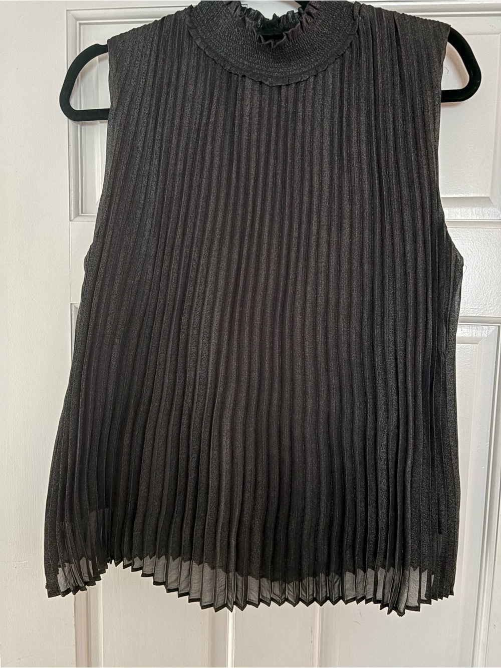 Nanette Lepore Black Pleated Sleeveless Mock Neck Camisole